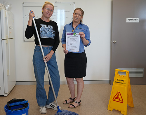 2 people celebrating a new job